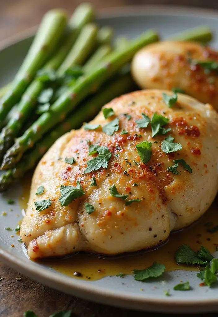 30+ Quick and Easy Dinner Recipes for Two Featuring Oven Baked Chicken 39 30+ Quick and Easy Dinner Recipes for Two Featuring Oven Baked Chicken - 7. Italian Herb Chicken with Asparagus