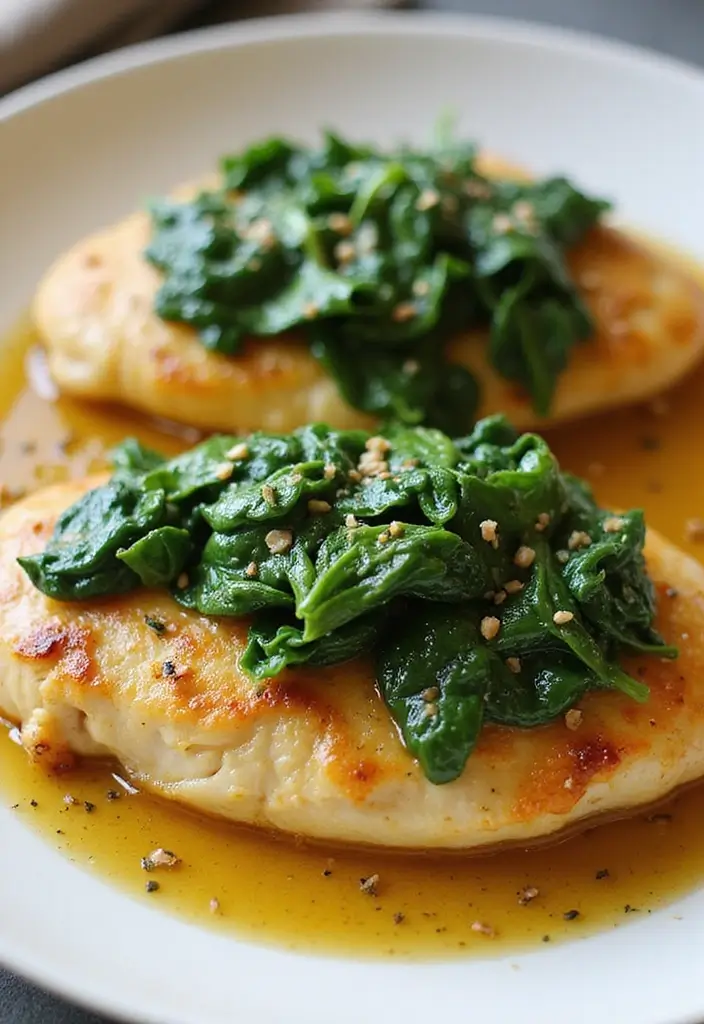 30+ Quick and Easy Dinner Recipes for Two Featuring Oven Baked Chicken 46 30+ Quick and Easy Dinner Recipes for Two Featuring Oven Baked Chicken - 8. Garlic Butter Chicken with Spinach