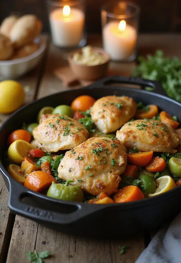30 Quick and Easy Dinner Recipes for Two That Are Romantic and Cozy 8 30 Quick and Easy Dinner Recipes for Two That Are Romantic and Cozy - 2. One-Pan Lemon Herb Chicken
