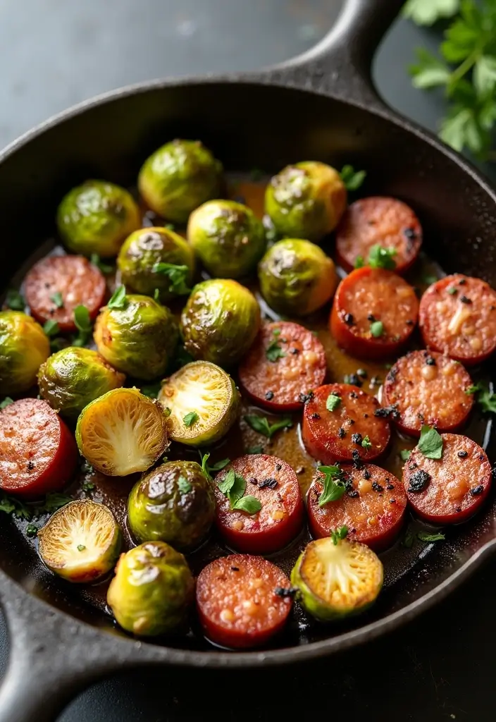 30 Quick and Easy Smoked Sausage Dinner Recipes for Family Meals 78 30 Quick and Easy Smoked Sausage Dinner Recipes for Family Meals - 12. Smoked Sausage and Brussels Sprouts Skillet