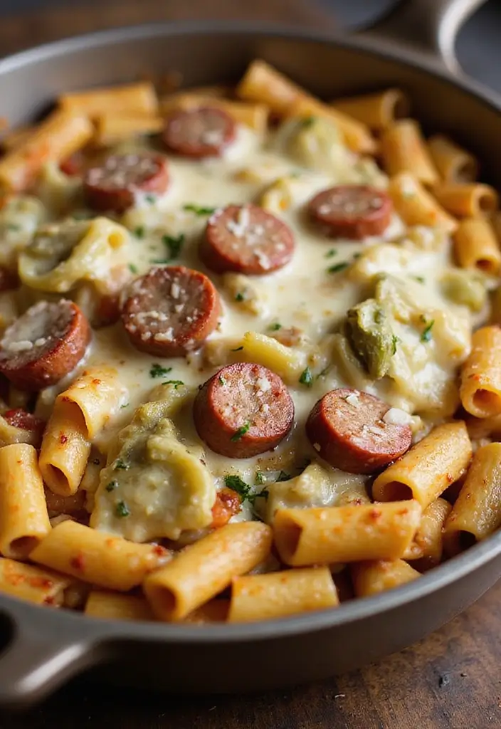 30 Quick and Easy Smoked Sausage Dinner Recipes for Family Meals 168 30 Quick and Easy Smoked Sausage Dinner Recipes for Family Meals - 26. Smoked Sausage and Artichoke Pasta Bake