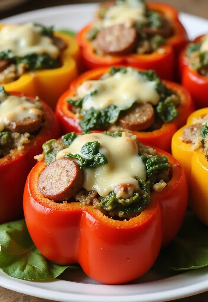30 Quick and Easy Smoked Sausage Dinner Recipes for Family Meals 175 30 Quick and Easy Smoked Sausage Dinner Recipes for Family Meals - 27. Smoked Sausage and Spinach Stuffed Peppers