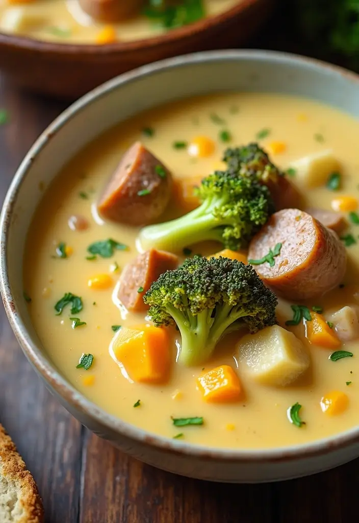 30 Quick and Easy Smoked Sausage Dinner Recipes for Family Meals 189 30 Quick and Easy Smoked Sausage Dinner Recipes for Family Meals - 29. Smoked Sausage and Broccoli Cheddar Soup