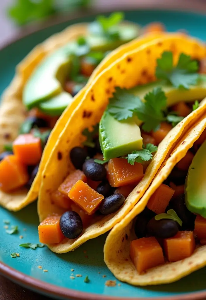 30+ Quick and Easy Vegetarian Dinner Recipes That Are Simple and Delicious 77 30+ Quick and Easy Vegetarian Dinner Recipes That Are Simple and Delicious - 13. Sweet Potato and Black Bean Tacos
