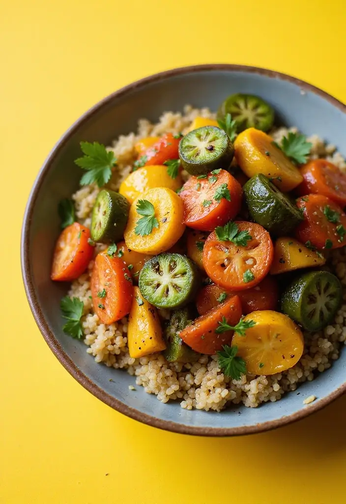 30+ Quick and Easy Vegetarian Dinner Recipes That Are Simple and Delicious 117 30+ Quick and Easy Vegetarian Dinner Recipes That Are Simple and Delicious - 19. Roasted Vegetable Quinoa Bowl