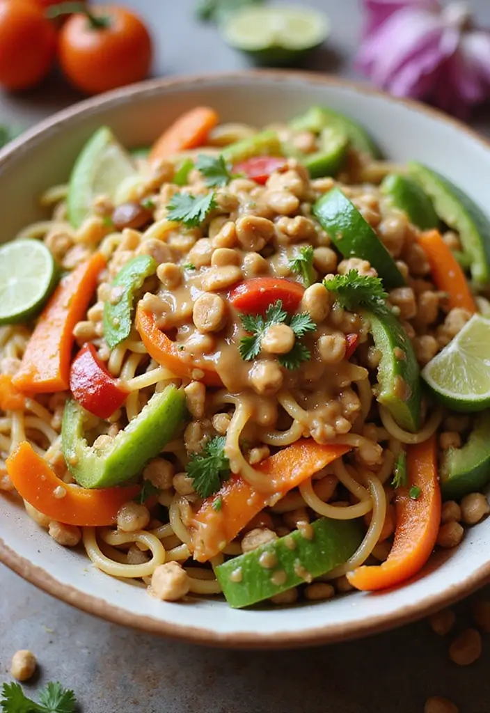 30+ Quick and Easy Vegetarian Dinner Recipes That Are Simple and Delicious 138 30+ Quick and Easy Vegetarian Dinner Recipes That Are Simple and Delicious - 22. Thai Peanut Noodle Salad