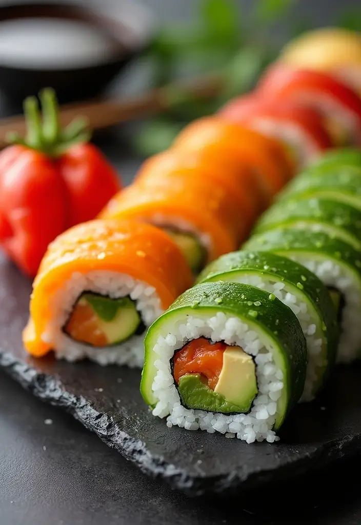 30+ Quick and Easy Vegetarian Dinner Recipes That Are Simple and Delicious 171 30+ Quick and Easy Vegetarian Dinner Recipes That Are Simple and Delicious - 27. Veggie Sushi Rolls