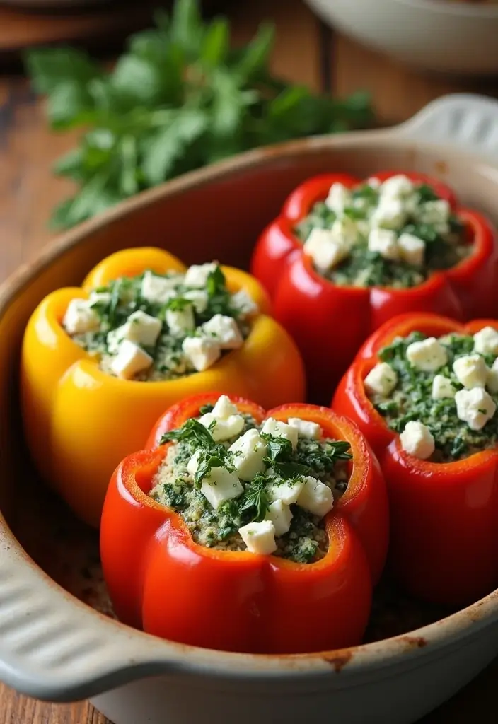 30+ Quick and Easy Vegetarian Dinner Recipes That Are Simple and Delicious 25 30+ Quick and Easy Vegetarian Dinner Recipes That Are Simple and Delicious - 5. Spinach and Feta Stuffed Peppers