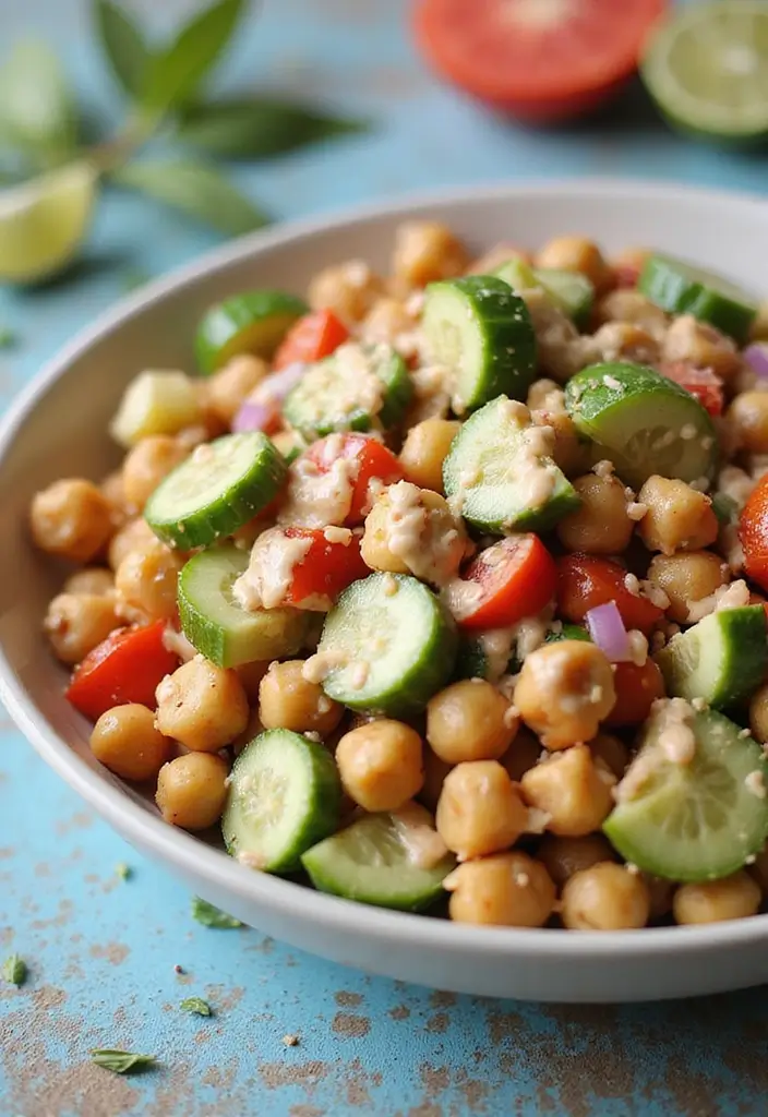 30+ Quick and Easy Vegetarian Dinner Recipes That Are Simple and Delicious 39 30+ Quick and Easy Vegetarian Dinner Recipes That Are Simple and Delicious - 7. Chickpea Salad with Lemon Tahini Dressing