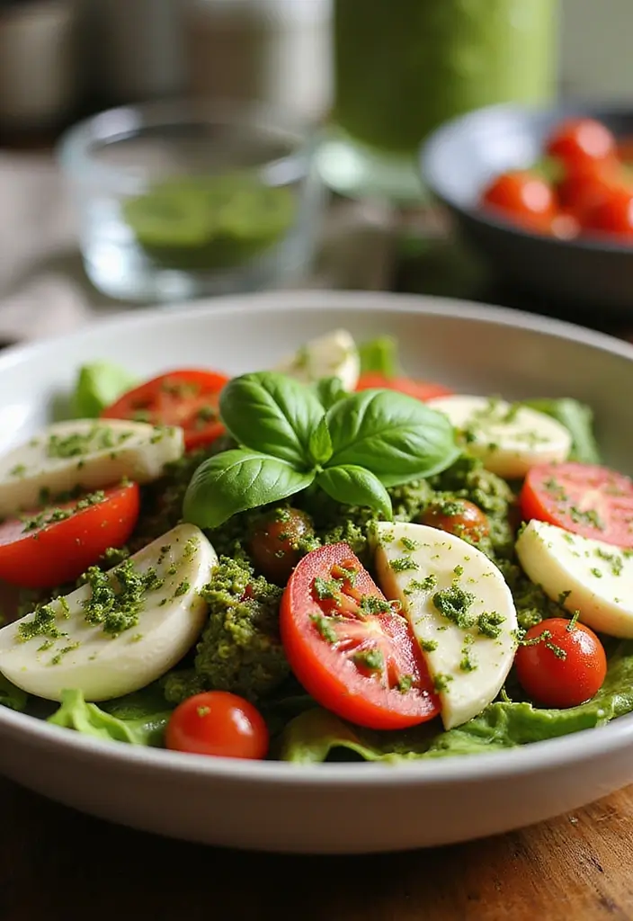 30 Quick and Healthy Low Cholesterol Dinner Recipes You Can Make Fast 159 30 Quick and Healthy Low Cholesterol Dinner Recipes You Can Make Fast - 27. Caprese Salad with Pesto